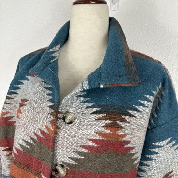 Blue B Collection Jacket Women Small Shacket Aztec Tribal Western Festival - Picture 4 of 12